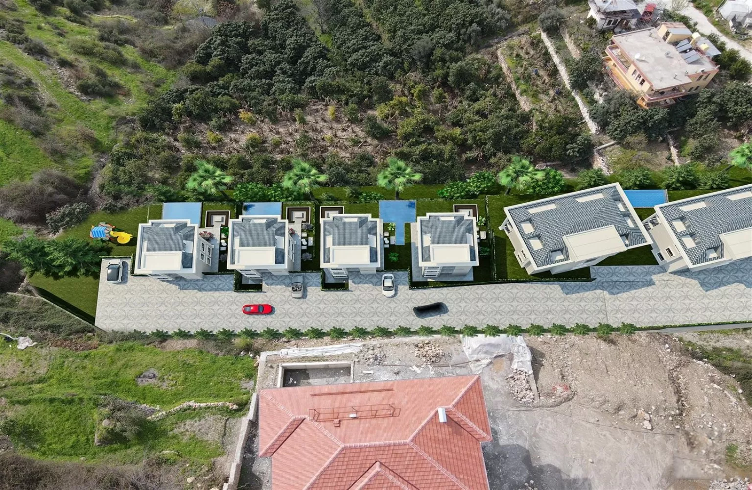 Kestelde manzaraya sahip villa ve apartman kompleksi