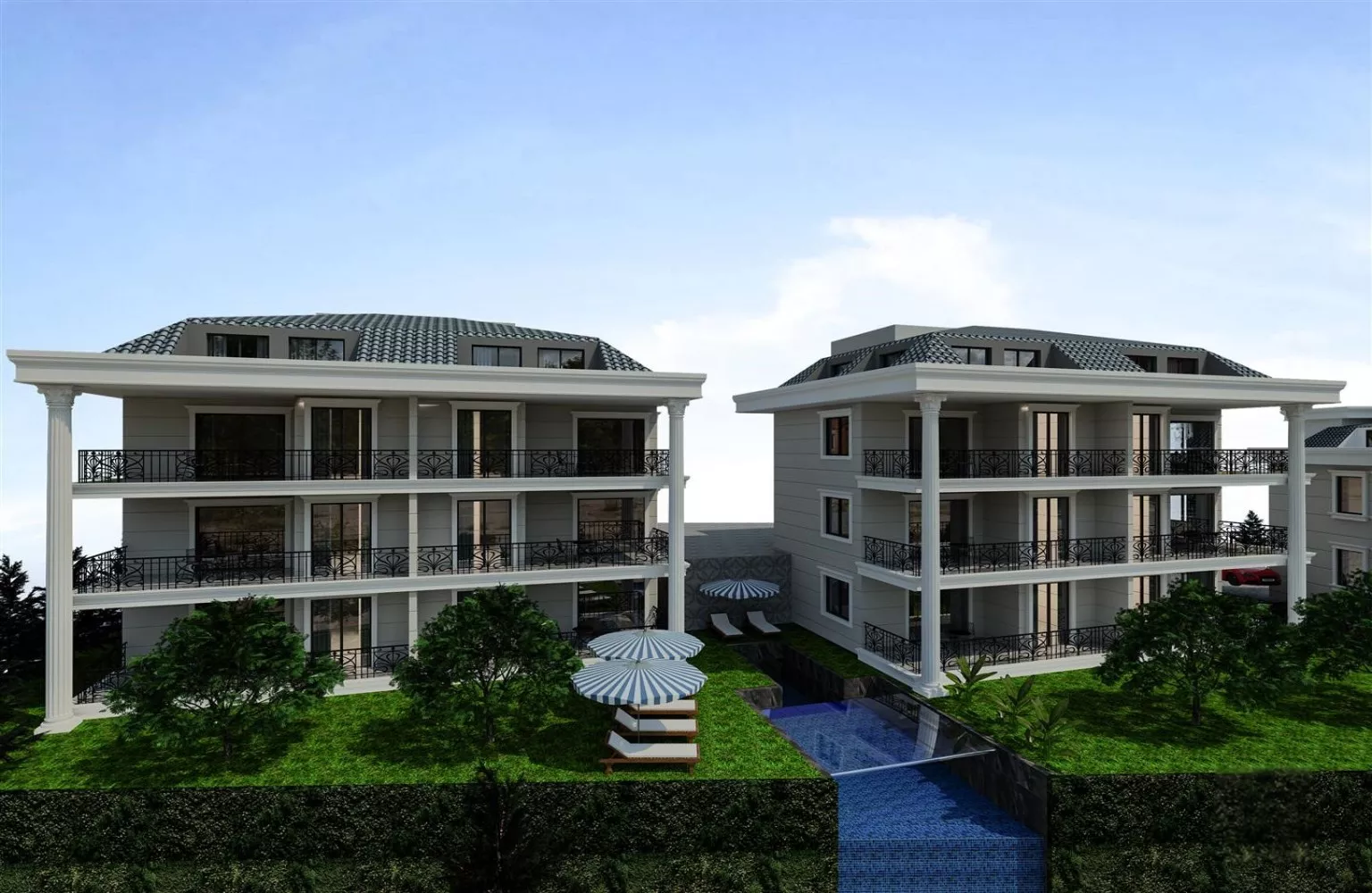 Kestelde manzaraya sahip villa ve apartman kompleksi