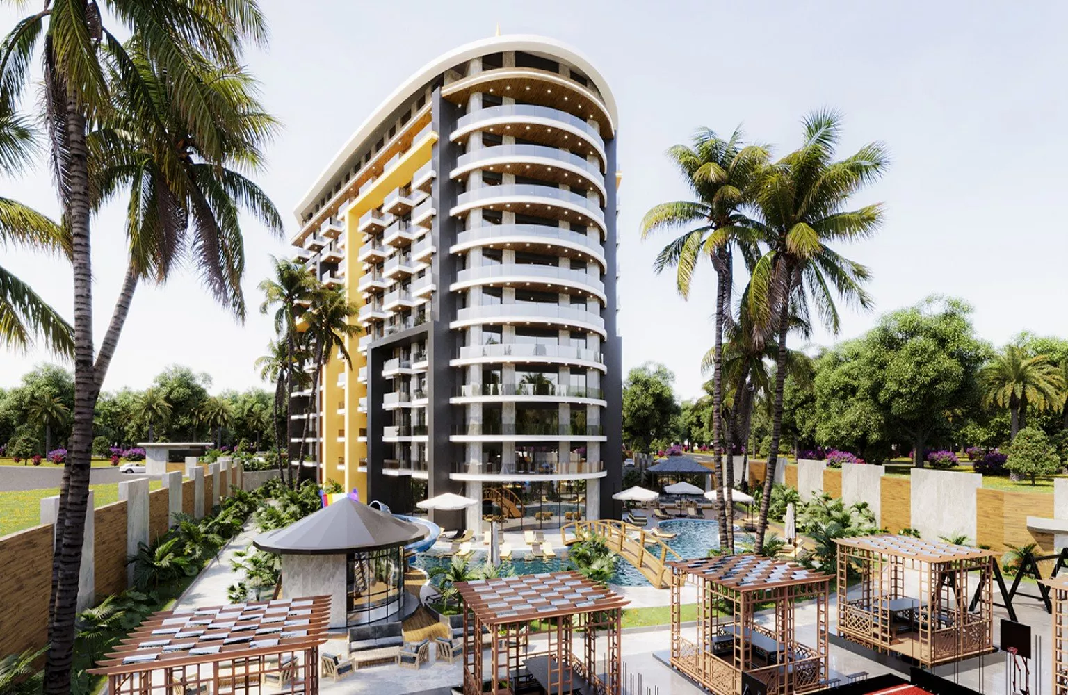 Antalya, Gazipaşa'da yeni konut binasında satılık daireler.