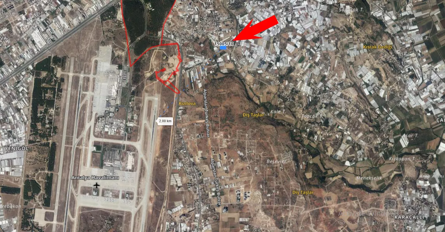 Land for Rent in Antalya Aksu Güzelyurt – 1,727 M²