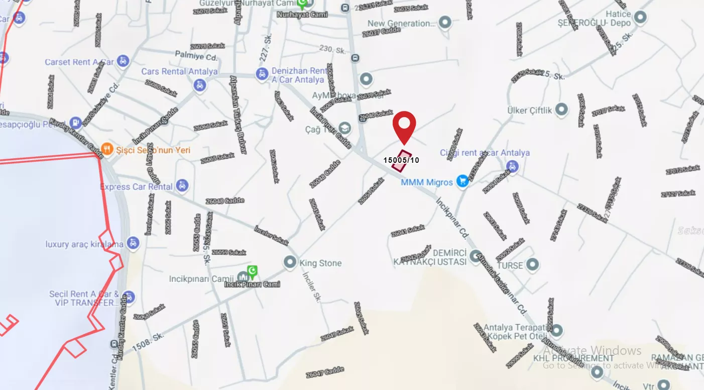 Land for Rent in Antalya Aksu Güzelyurt – 1,727 M²