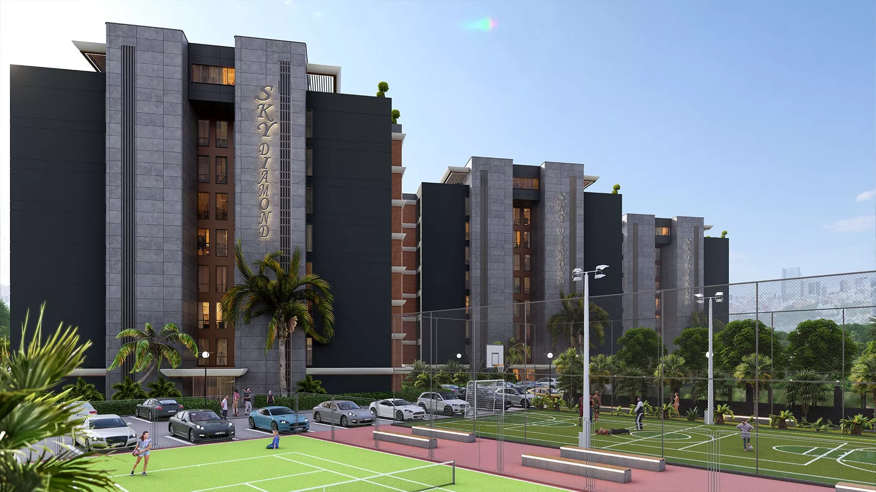 2+1 Apartments in Sky Diamond Site, Aksu Antalya