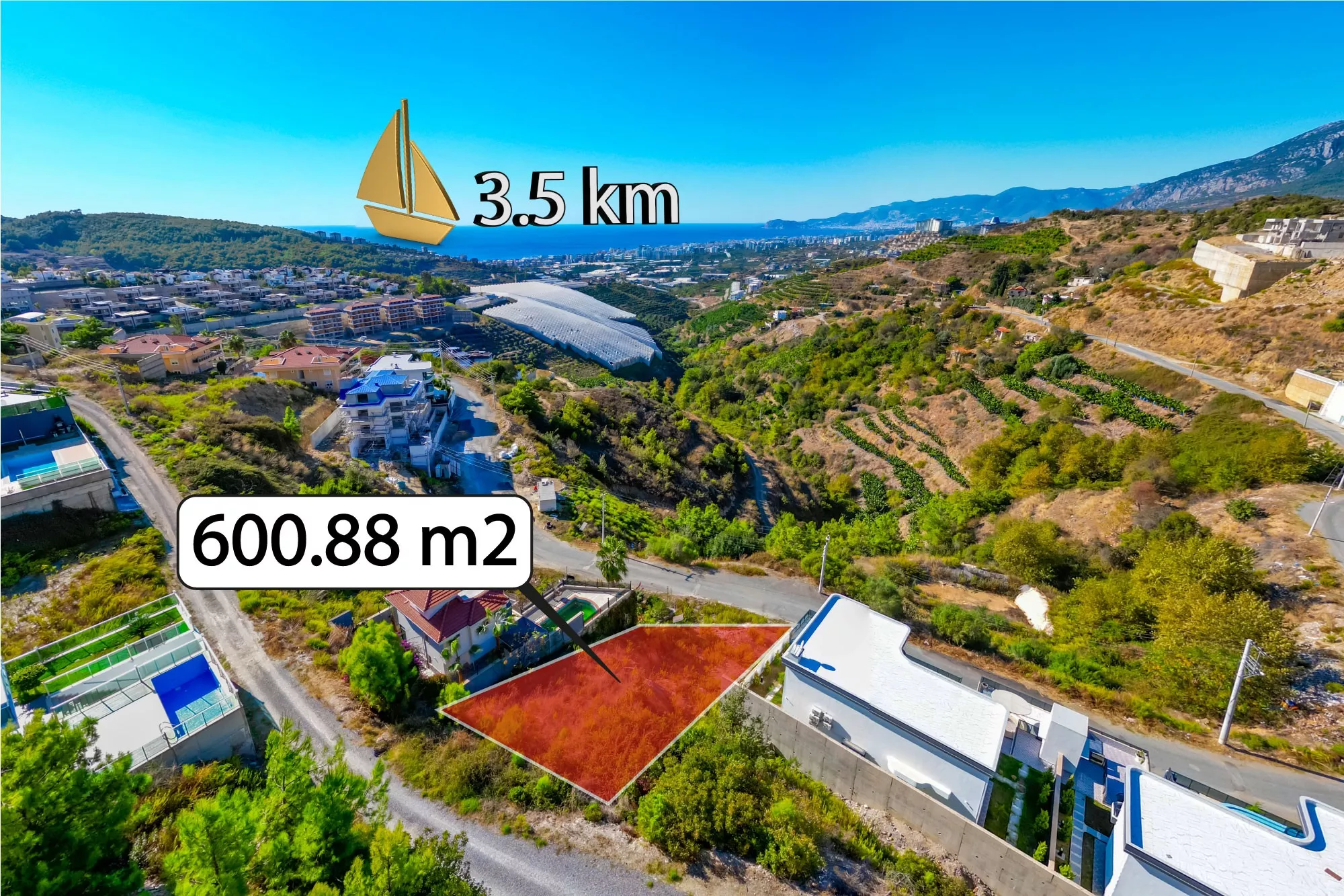 Alanya Kargıcak’ta Satılık 600 m² Deniz Manzaralı Arsa