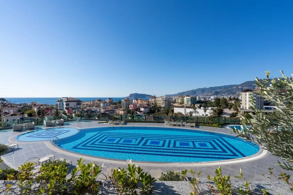 Voll möblierte 1+1 Wohnung mit Meerblick in Kestel, Alanya