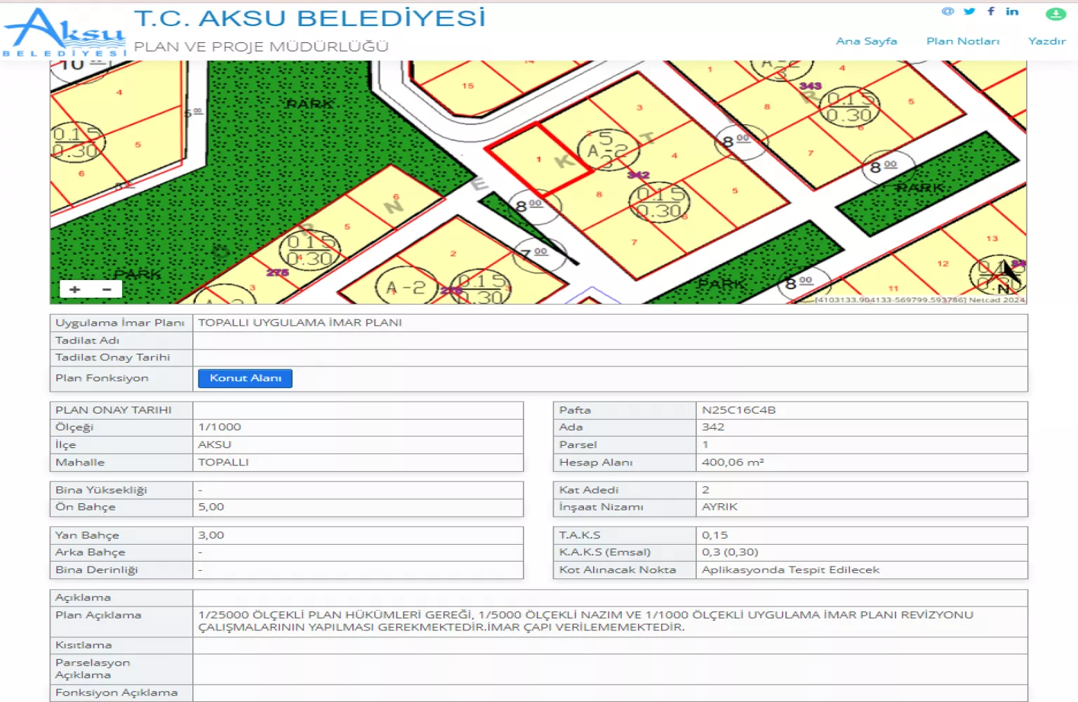 Antalya Aksu’da Yatırımlık 400 m² Konut Arsası Satılık