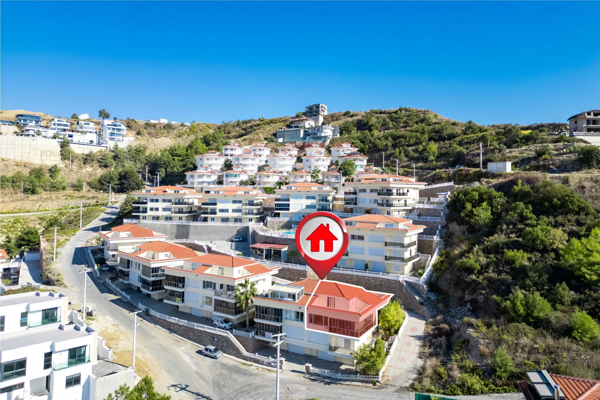 Möblierte 3+1 Wohnung mit Meerblick in Kargıcak, Alanya